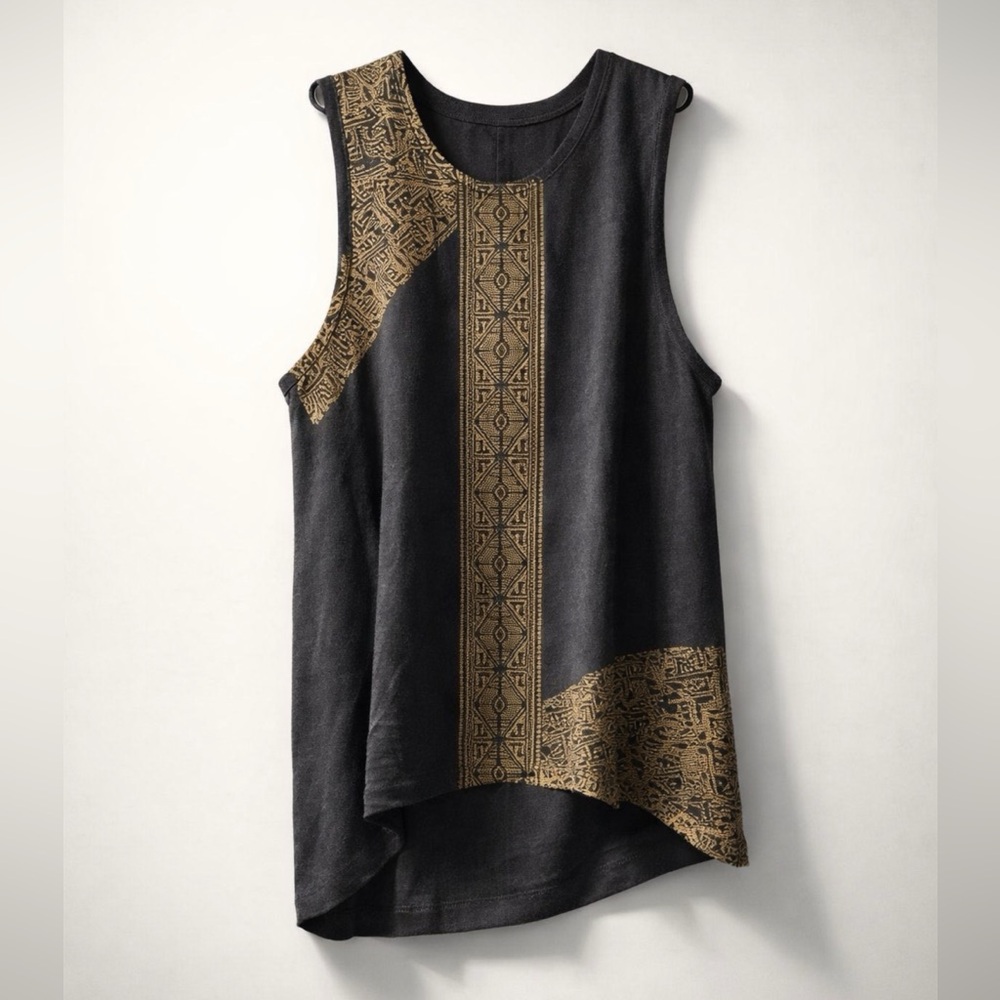 Ajjaya brand - Black and Brown Sleeveless Tank Top for Men